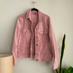Pink corduroy jacket.